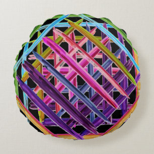 Cojín Redondo Pintura abstracta de pinturas coloridas de pincel 