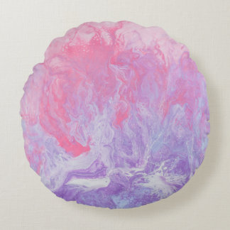 COJÍN REDONDO PINTURA ABSTRACTA DE ROPA Y PURPLE