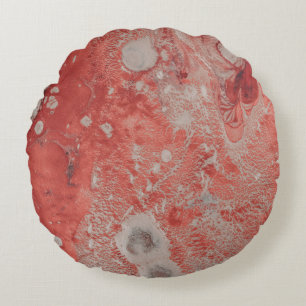 Cojín Redondo Pintura abstracta en rojo y blanco
