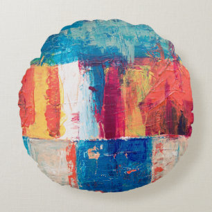 Cojín Redondo Pintura abstracta multicolor