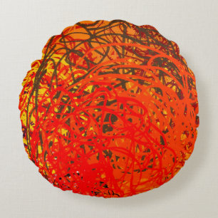 Cojín Redondo Pintura abstracta sobre lienzo. La mano hizo arte.