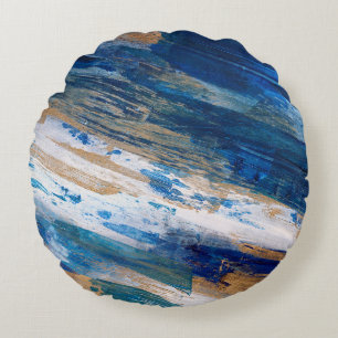 Cojín Redondo Pintura acrílica. Obra de arte pintada a mano. Mez