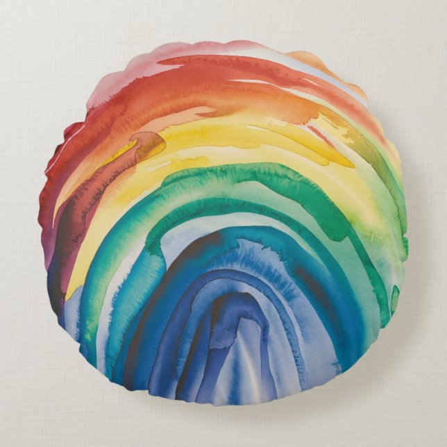 Cojín Redondo Pintura arcoiris (Anverso)