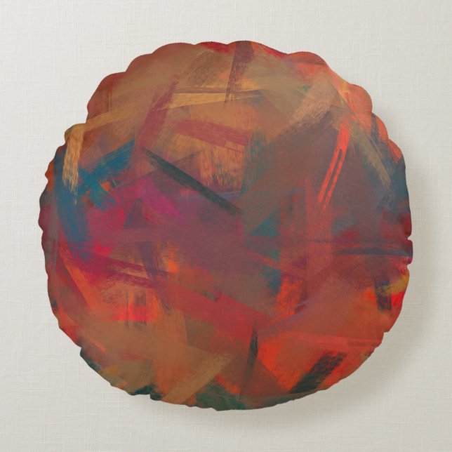 Cojín Redondo Pintura Colorida Abstracta #3 (Anverso)