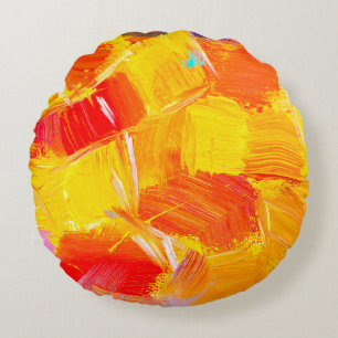Cojín Redondo pintura de aceite de textura pintura de frutas flo