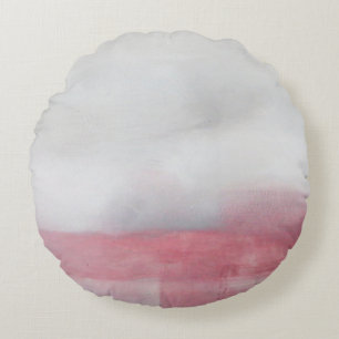 Cojín Redondo Pintura de arte abstracta rosa y gris. Arte modern