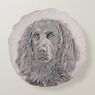 Cojín Redondo Pintura de Boykin Spaniel - Arte de Perro Original