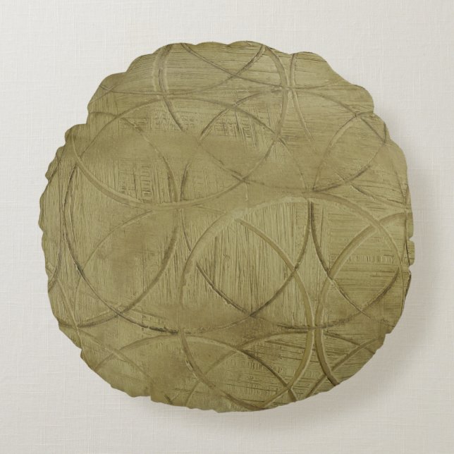 Cojín Redondo Pintura de círculos vinculados de Jennifer Goldber (Anverso)