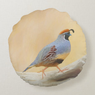 Cojín Redondo Pintura de codorniz de gambrel original arte de av