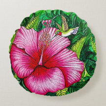 Pintura de color de agua de Hummingbird Hibiscus