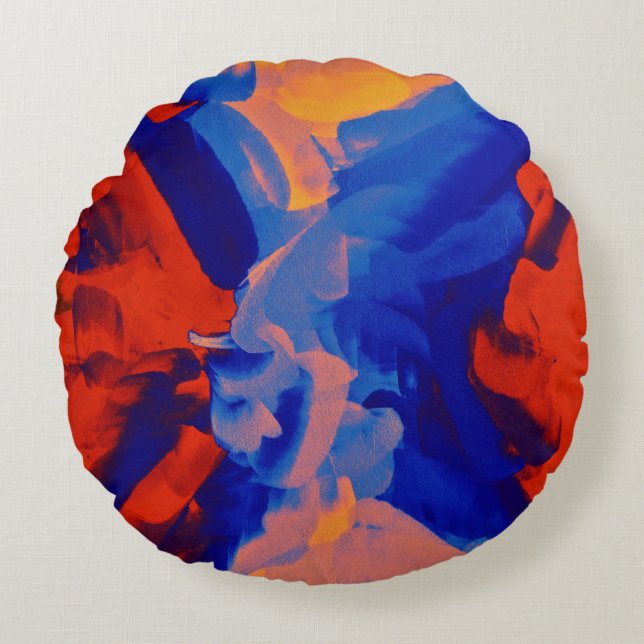 Cojín Redondo Pintura de colores abstractos #112 (Anverso)