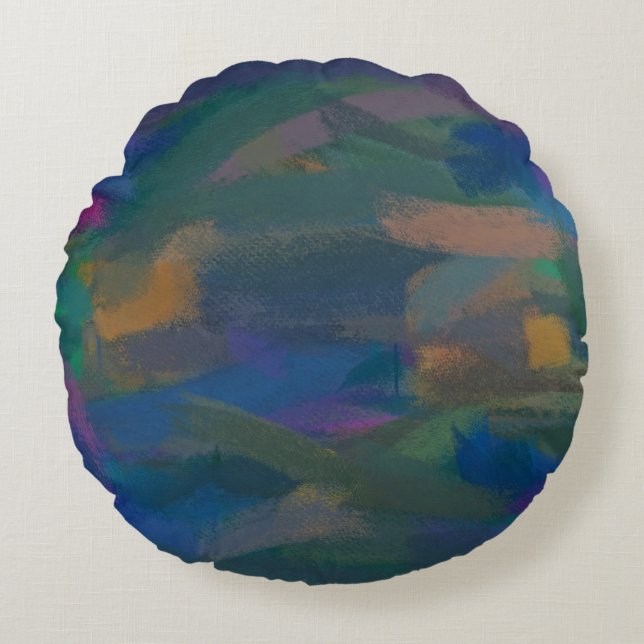 Cojín Redondo Pintura de colores abstractos #32 (Anverso)