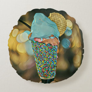Cojín Redondo Pintura de helados de época