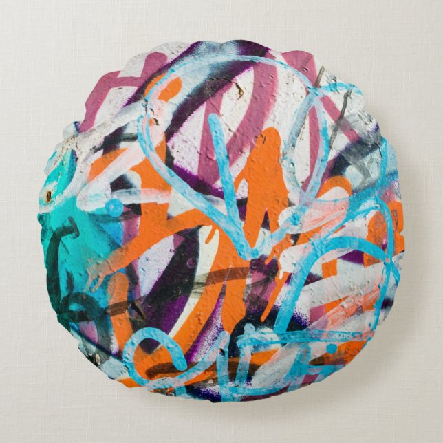 Cojín Redondo Pintura de hormigón, de paredes secas y desgastada (Anverso)