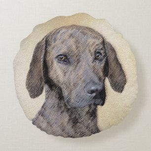 Cojín Redondo Pintura de lott - Arte de perro original lindo
