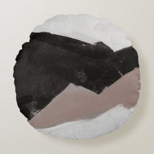 Cojín Redondo Pintura de medios mixtos, diseño abstracto minimal