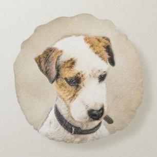 Cojín Redondo Pintura de Parson Jack Russell Terrier - Arte de P