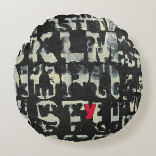 Cojín Redondo Pintura del alfabeto del normando Wyatt