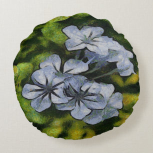 Cojín Redondo Pintura Delicada Blue Plumbago Blossom