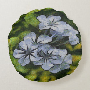 Cojín Redondo Pintura Delicada Blue Plumbago Blossom