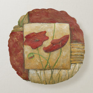 Cojín Redondo Pintura floral con los movimientos visibles del