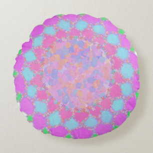 Cojín Redondo Pintura Holi salpicar rangoli floral