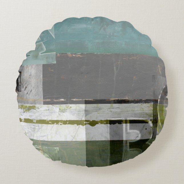 Cojín Redondo Pintura moderna con letras variadas (Anverso)