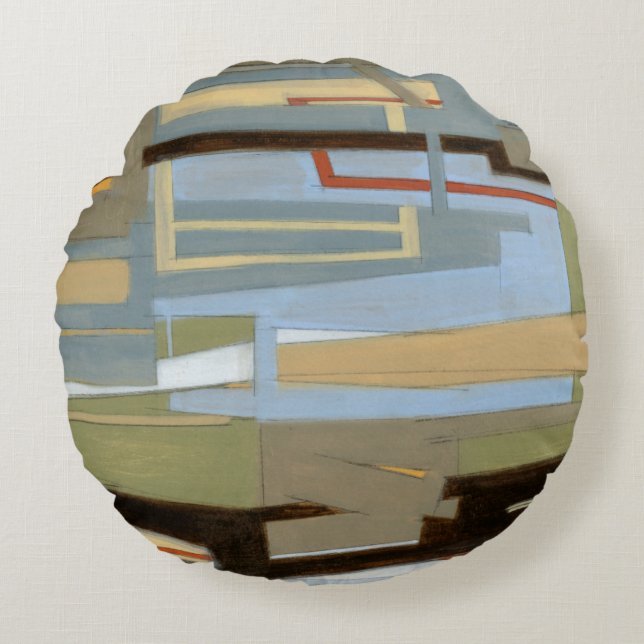 Cojín Redondo Pintura moderna de libre expresión de Norman Wyatt (Anverso)