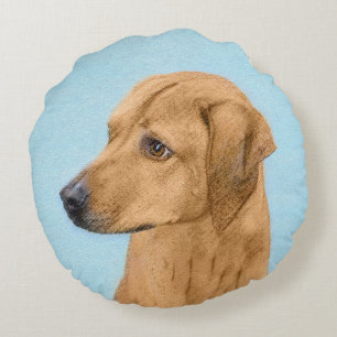Cojín Redondo Pintura Ridgeback Rhodesiana - Arte Perro Original