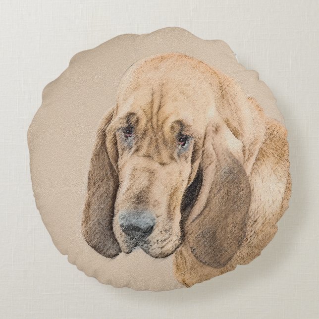 Cojín Redondo Pintura Sangrienta - Arte Perro Original. (Reverso)