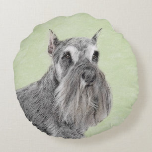Cojín Redondo Pintura Schnauzer (gigante, estándar) - Arte de pe