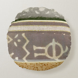 Cojín Redondo Pintura tribal contemporánea del modelo
