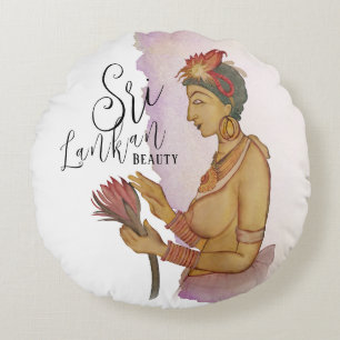 Cojín Redondo Pinturas de Sigiriya de Sri Lanka