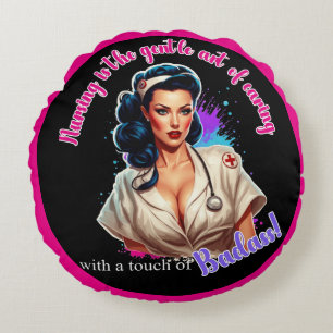 Cojín Redondo Pinup_ Nurse Badass
