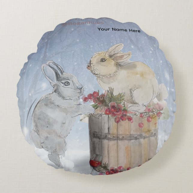 Cojín Redondo "Pipa & Marlow" Boganhues print  (Anverso)