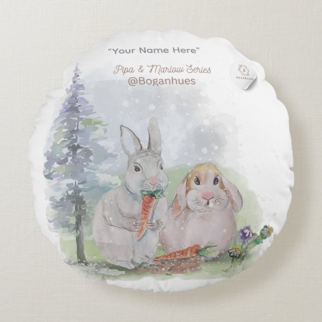 Cojín Redondo "pipa & Marlow" Boganhues Print (Anverso)