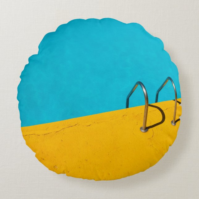 Cojín Redondo Piscina con escalera de acero inoxidable (Anverso)