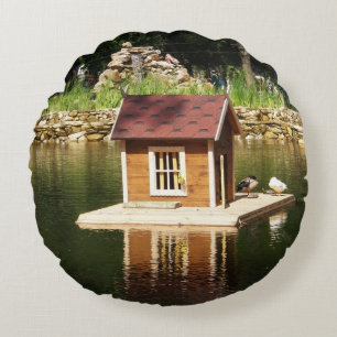 Cojín Redondo Piscina decorativa con pabellón de aves y tobogán