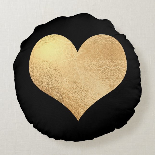 Cojín Redondo PixDezines Golden/Red Hearts/DIY Background (Reverso)