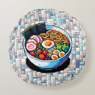 Cojín Redondo Pixel Art Ramen Noodles