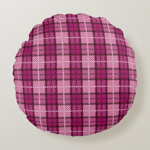 Cojín Redondo Pixel Plaid_Magenta-Black