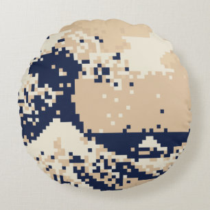 Cojín Redondo Pixel Tsunami 8 bits arte de píxeles