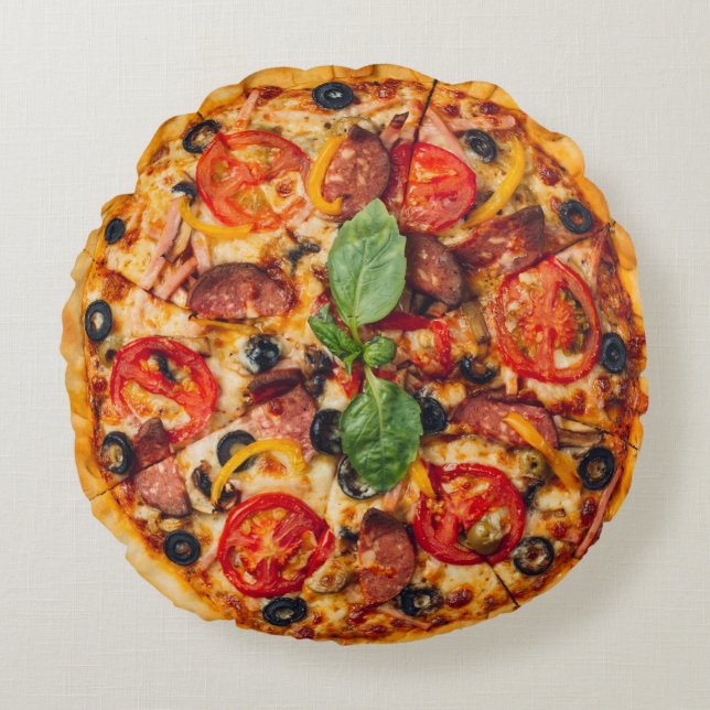 Cojín Redondo Pizza Margherita & Pepperoni Imprimir Doble cara (Anverso)