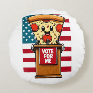 Cojín Redondo pizza patriótica voten por mí