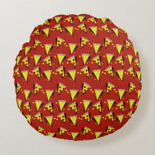 Cojín Redondo Pizza Pepperoni Italiana Geométrica Trozo