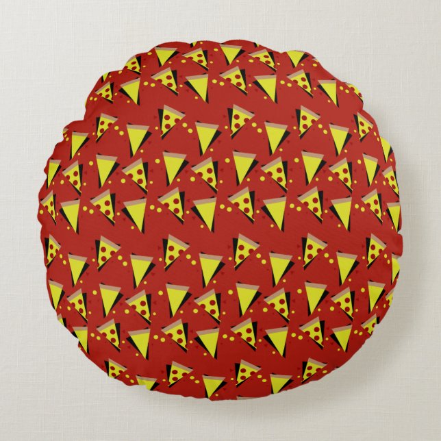 Cojín Redondo Pizza Pepperoni Italiana Geométrica Trozo (Anverso)