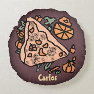 Cojín Redondo Pizza Retro con giro de calabaza