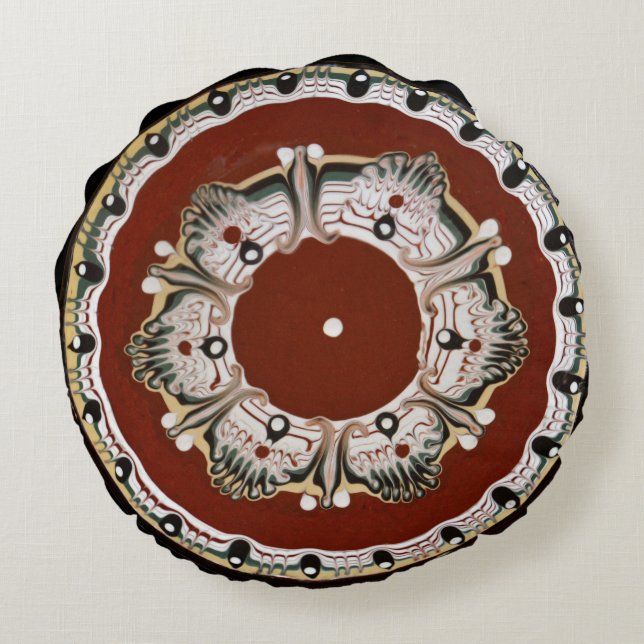 Cojín Redondo Placa de cerámica búlgara (Reverso)