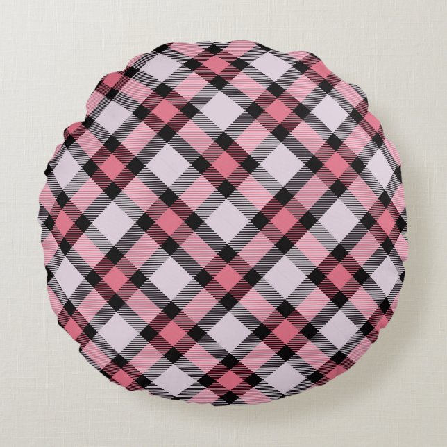 Cojín Redondo Placa rosa y negra (Anverso)