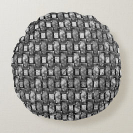 Cojín Redondo Placas rectangulares grises talladas y manchadas